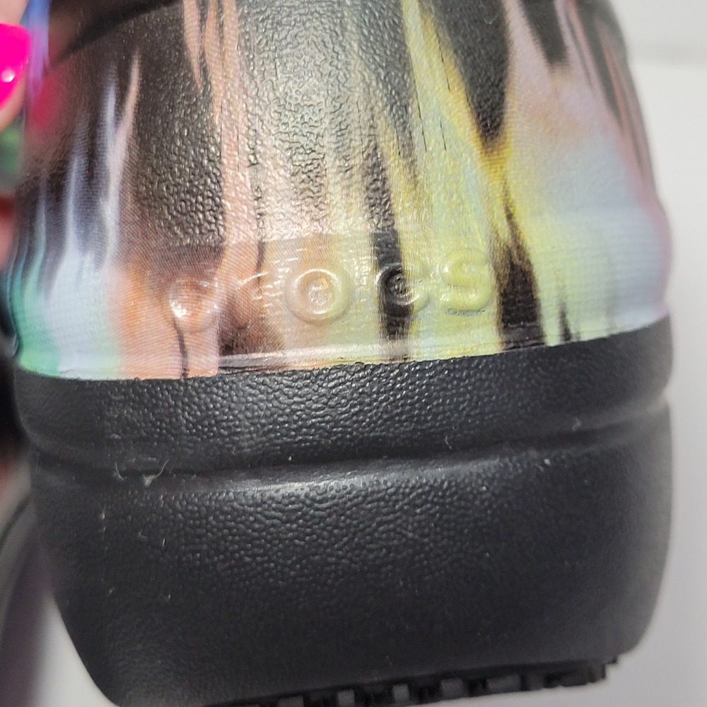 Crocs Neria Pro II‎ Work Clogs Womens Size 6 Black Tie Dye Slip Resistant 205385 - Picture 10 of 14